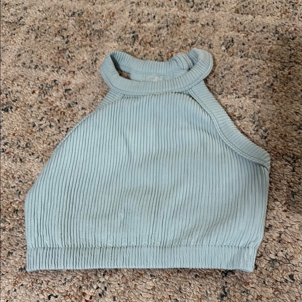 Women's Ribbed Halter Top - Light Blue